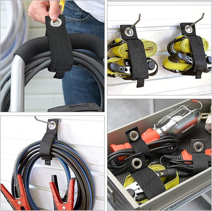 Zkptops 10Pcs Extension Cord Holder Organizer Heavy Duty Storage Straps Hook and Loop Cable Straps Hanger Garage Storage Accessories Wrap Rope Organizer for Hanging Cables Hoses Ropes and Tools