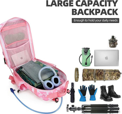 45L Tactical Assault Backpack 3 day assault pack with Molle Waterproof backpack Rucksack for Tactical Backpacks (Pink coral)