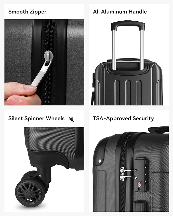 Carry On Luggage 22x14x9 Airline Approved, Hardside Suitcase with Wheels, TSA Approved, Rose Gold