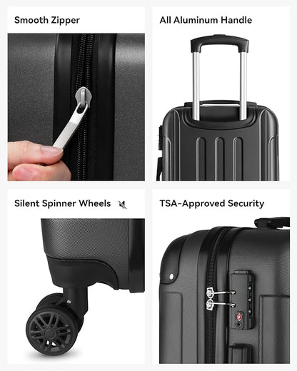 Carry On Luggage 22x14x9 Airline Approved, Hardside Suitcase with Wheels, TSA Approved, Rose Gold