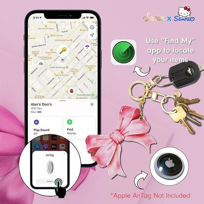 Sonix Keychain Case Compatible with Apple AirTag | Protective AirTag Cover Keychain | Pink Bow