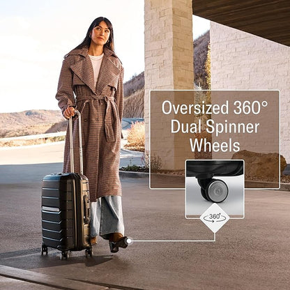 Samsonite Freeform Hardside Carry-On Luggage with Spinner Wheels - Hardshell Suitcase - TSA, Airline-Approved - Expandable Hard Shell, Smooth Rolling Wheels for Lightweight Travel – Black