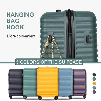 Travelhouse Luggage Sets, Expandable Hardside Suitcases 24in/28in, Carry on 20in,3 Piece Set Travel Luggages Clearance with Double Spinner Wheels TSA Lock Lightweight (Green-85)