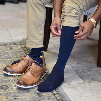 Medical Grade Compression Socks for Men & Women 15-20 mmHg by OrthoSleeve (Navy, Medium)