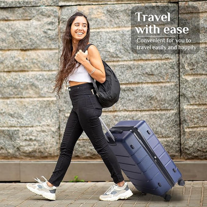 OLIXIS 21 Inch Carry-On Luggage, Hardside Suitcase with Spinner Wheels, Lightweight ABS Hard Shell Travel Luggage, TSA Approved Lock, Expandable Small Suitcase for Business & Travel–Blue