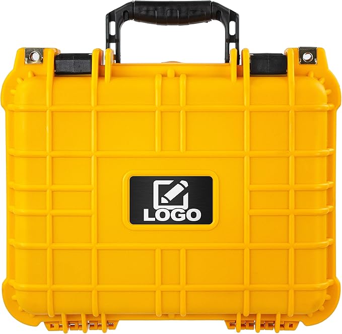 Eylar Protective Gear and Camera Hard Case with Custom Logo Plate, Waterproof & Shockproof w/Foam TSA Approved 13.37 Inch 11.62 Inch 6 Inch (Yellow)