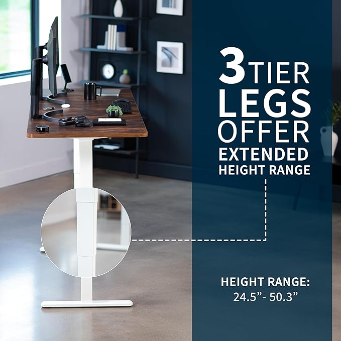 VIVO Electric 83 x 30 in Dual Motor Sit Stand Desk, Memory Height Adjustment, 2B Series, Rustic Vintage Brown Top White Frame, DESK-KIT-2W8N