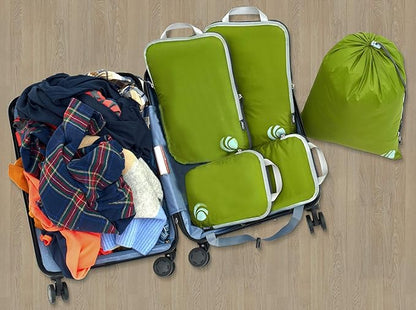 Cipway - 5 Set Compression Packing Cubes for Travel, Ultralight Packing Organizers for Luggage Suitcase & Backpack (Green), L