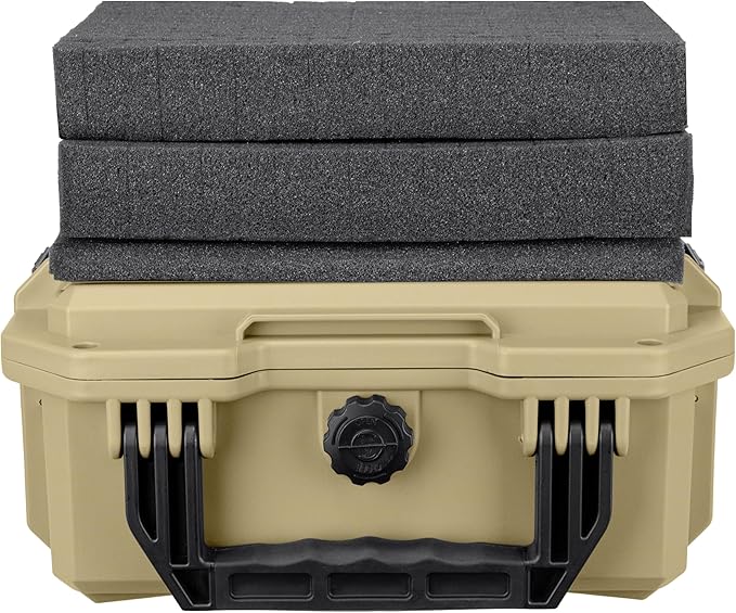 Eylar 11.8" Intact Series Compact Hard Camera Case, Lightweight and Durable Stacker Design with Foam (Tan)