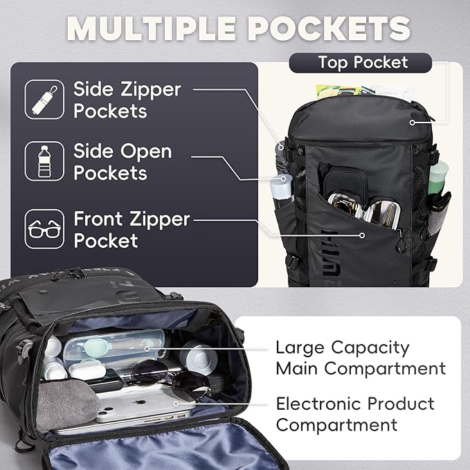 Cooler Backpack with Lunchbox Compartment for Travel Large Insulated Backpack Heavy Duty Men for Camping -17 inch Laptop Bag Carry On Backpacks for Airplane, Black
