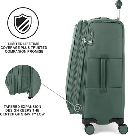 Travelpro VersaPack+ Lightweight Softside Expandable Checked Luggage, 8 Spinner Suitcase, TSA Lock, Men and Women, Checked Medium 25-Inch, Desert Sage Green
