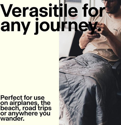 Gravel Layover Travel Blanket – Ultra-Light Compact Blanket for Camping and Outdoor Adventures - Down Alternative Portable Travel Blanket for Layovers & Road Trips (Black)