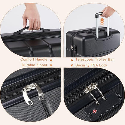 Sweetcrispy Carry on Luggage, Hard Shell ABS Suitcase with Double Spinner Wheels, Lightweight Expandable Rolling Suit Case with TSA Lock, 20 Inch Bronze Black