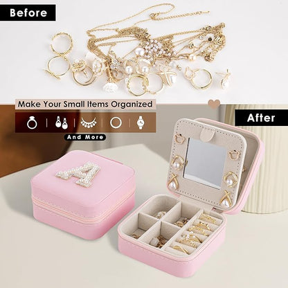 Birthday Gifts for Her, Initial Jewelry Box, Small Travel Jewelry Organizer, Graduation & Bridesmaid Gifts