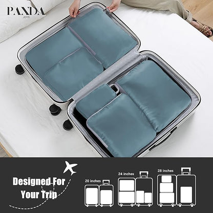 4 Set Compression Packing Cubes Travel - Travel Accessories Expandable Packing Organizers for Carry On - Essentials Luggage Bags - Dark Blue