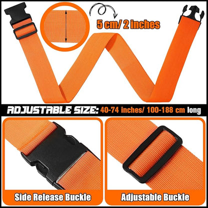Eccliy 12 Pack Luggage Straps Suitcase Belts Wide Adjustable Packing Straps Travel Belts Accessories for Business Packing(Orange)