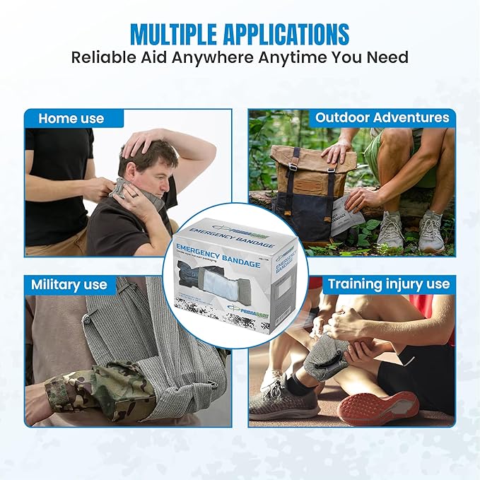 Primacare WB-7706 5-Pack Israeli Bandages – 6" Emergency Trauma Wound Dressing, Vacuum-Sealed, Sterile, Bleeding Control for First Aid, Tactical, Military, EMT & Survival Kits