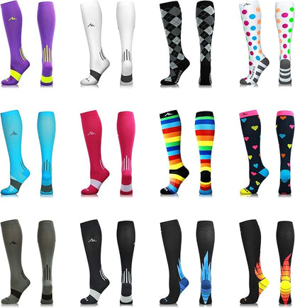 NEWZILL Medical Compression Socks for Women & Men, 20-30 mmHg Knee-High Support for Circulation, All-Day Comfort for Work Travel Running Cycling and Fitness