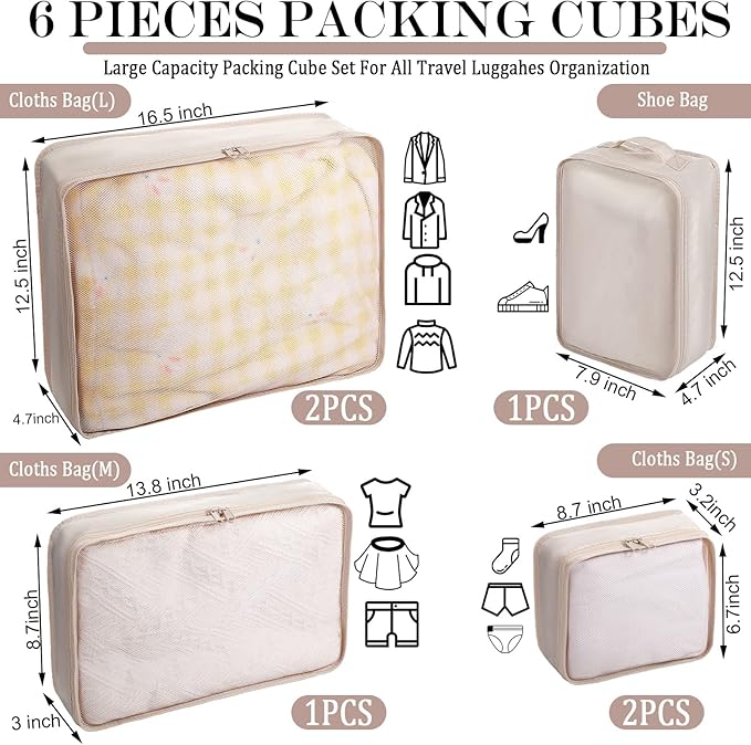 Shappy 12 Set Packing Cubes Luggage Organizer Bags Travel Luggage Suitcases Organizers Luggage Cubes with Shoe Bag