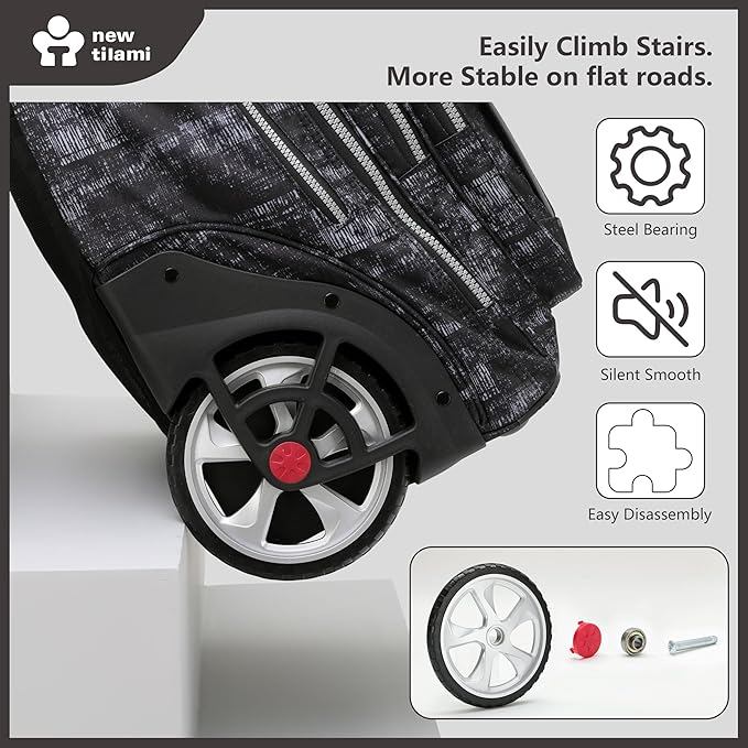 NEW TILAMI 20" Rolling Backpack for Teens Adults, Climbing Stairs Waterproof Backpack with Wheels for School Business Trave Camping with Laptop Compartment, Fit 17 Inch Laptop, Grey Mosaic