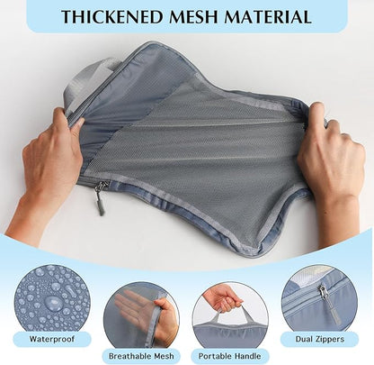 Lightweight Compression Packing Cubes for Suitcases, Compressible Expandable Travel Packing Organizer with Clear Toiletries and Backpack Bag, Travel Essentials for Carry on Luggage 7 Set