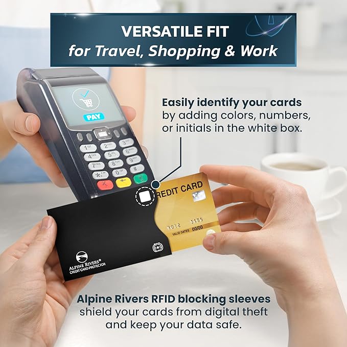 RFID Blocking Credit Card Sleeves 18-Piece Set – 14 Color-Coded Card Protectors with 4 Passport Holders – Slim Water-Resistant Anti-Theft Protection for Travel