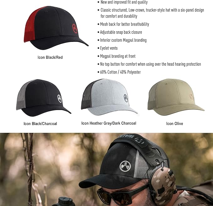 Magpul Trucker Hat Snap Back Baseball Cap, One Size Fits Most