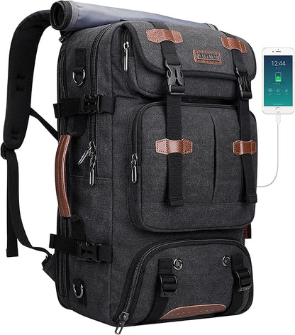 WITZMAN Travel Backpack for Men 40L Large Carry-on Airline Approved Convertible 3 in 1 laptop Bags Fit 17 inch(A8013 Black)