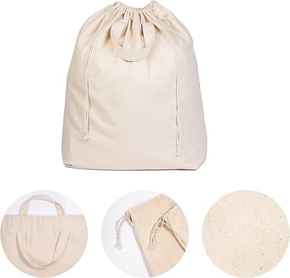 College Dorm Laundry Bags - Versatile and Heavy Duty College Laundry Hamper Liner with Drawstring - Canvas Laundry Basket Liner - 100% Cotton, Washable and Foldable Cloth Laundry Bags (1 Pack)