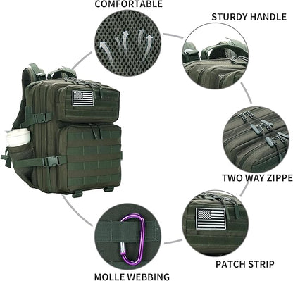 25L Military Tactical Backpack Small Assault Pack Molle Daypack for Men and Women for Work Travel Gym Outdoor Hiking Camping (Army Green)