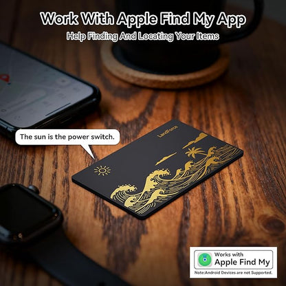Original Air Tag Wallet Tracker Card 0.07in IP68 Waterproof Bluetooth Tracker Smart Finder, Passport, Work with Apple Find My, Wireless Charging, Card Locator[Apple MFi Certified] iOS Only