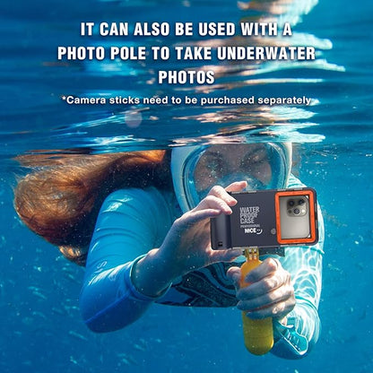 2026Underwater Snorkeling Diving Phone Case for iPhone 16/15/14/13/12/ Pro Max Galaxy S24/S23/S22.[50ft/15m] Professional Scuba Dive Waterproof Case Underwater Photo Video Cover Orange