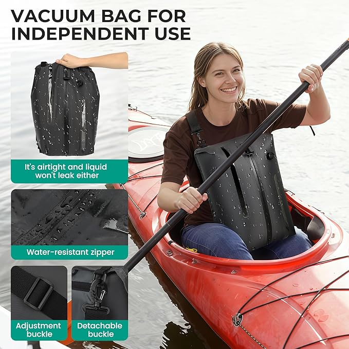 Vacuum Compression Diaper Bag, Expandable Waterproof Baby Travel Backpack with Insulated Pockets, Wet-Dry Separation, and Detachable Airtight Bag(No Air Pump)