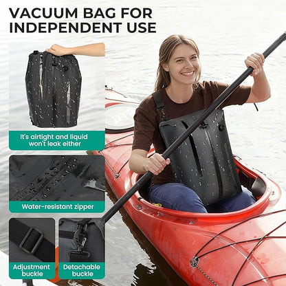 Vacuum Compression Diaper Bag, Expandable Waterproof Baby Travel Backpack with Insulated Pockets, Wet-Dry Separation, and Detachable Airtight Bag(No Air Pump)