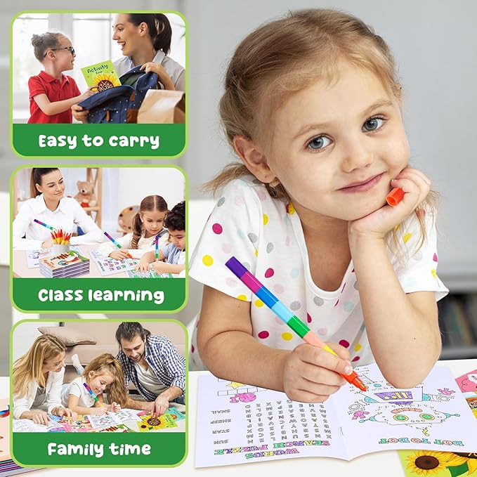 BenLouis 24 pcs Mini Activity Books for Kids ages 4-8-12 Small Activity Books Party Favors Bulk Mazes Coloring and More for Classroom Travel Birthday Goodie Bag Gift Stuffer(Classic)