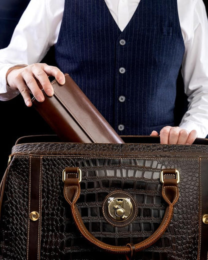 MR.OKAY 3 Watch Travel Case- Classic Leather Watch Case With Superb Texture.Portable Watch Roll Or Organizer For Storage And Display. Best Travel Gift for Men,All Handcrafted By Artisans.