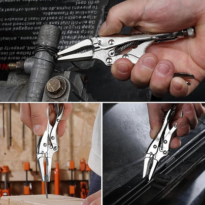 WORKPRO 4-1/2 inch Mini Long Nose Locking Pliers, Chromium-Vanadium Steel Locking Pliers, Locking Adjustable Vise Grips for Clamping Twisting Welding