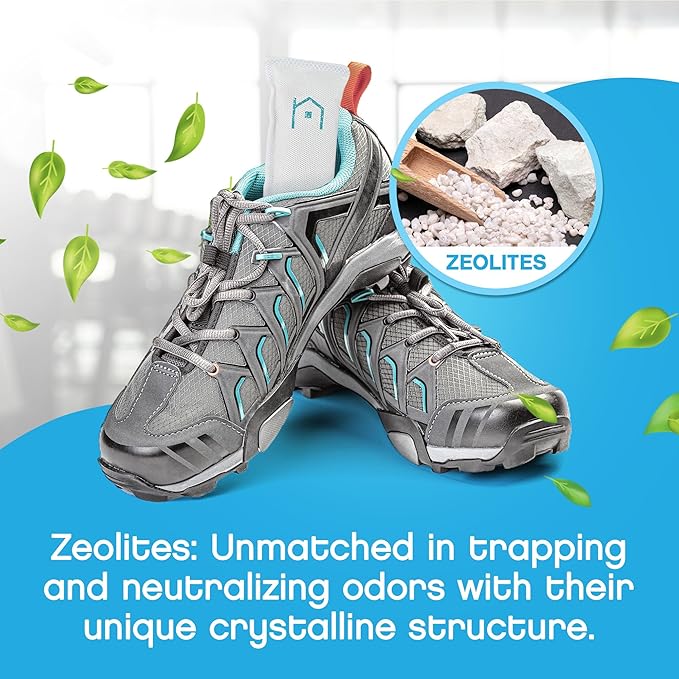NonScents Shoe Deodorizer 4-Pack (8 Count) - Odor Eliminator, Air Freshener, Smell Absorber, Scent Remover for Shoes, Gym Bags, Soccer Cleats, Closets, Pet Area, Reusable - Shoe Deodorant