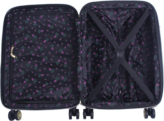 Betsey Johnson Luggage Hardside 3 Piece Set Suitcase With Spinner Wheels (20" 26" 30") (One Size, Flamingo Strut)… (Stripe Floral Hummingbird)