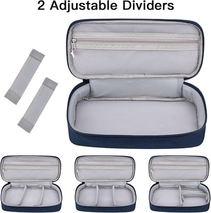 Electronics Organizer Travel Case, Carrying Pouch Bag for Travel Essentials, for Cable, Charging Cord, External Hard Drive, Portable Power Bank (Navy Blue)