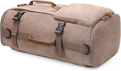 G-FAVOR 40L Travel Backpack, Vintage Canvas Rucksack Convertible Duffel Bag Carry On Backpack Fit for 17.3 Inch Laptop Bag