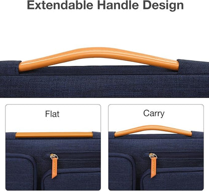 MOSISO 360 Protective Laptop Case 13.3 inch, 13-13.3 inch Laptop Sleeve Compatible with MacBook Air/Pro 13 / Pro 14,HP Dell Acer ASUS,Side Open Carrying Case with 4 Zipper Pockets&Handle, Navy Blue