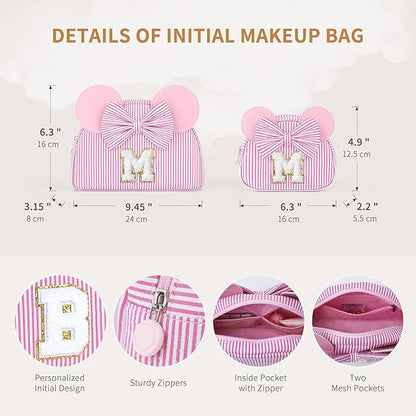 Initial Travel Makeup Bag for Girls | Cosmetic Bags | Kids Teen Girl Gifts | Birthday Gifts for Girls | Travel Makeup Bag | 6 7 8 9 10 11 12 13 Years Old Girl Gift - Blue H