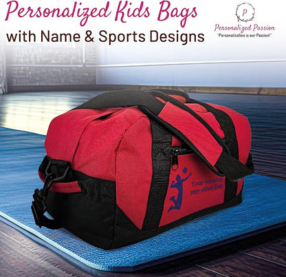 Personalized Passion Small Sports Duffel Bags for Kids - Custom 14” Waterproof Travel Duffle with Name & Boxing Design - Black Two-Toned Kids Weekender Bag for Boys and Girls