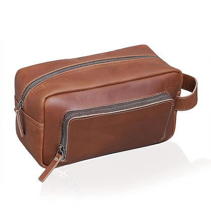 cuero Men's Toiletry Bag Leather Travel Toiletry Bag Dopp Kit for Men Shaving Bag for Travel Accessories 101 YEAR QUALITY REPLACEMENT WARRENTY