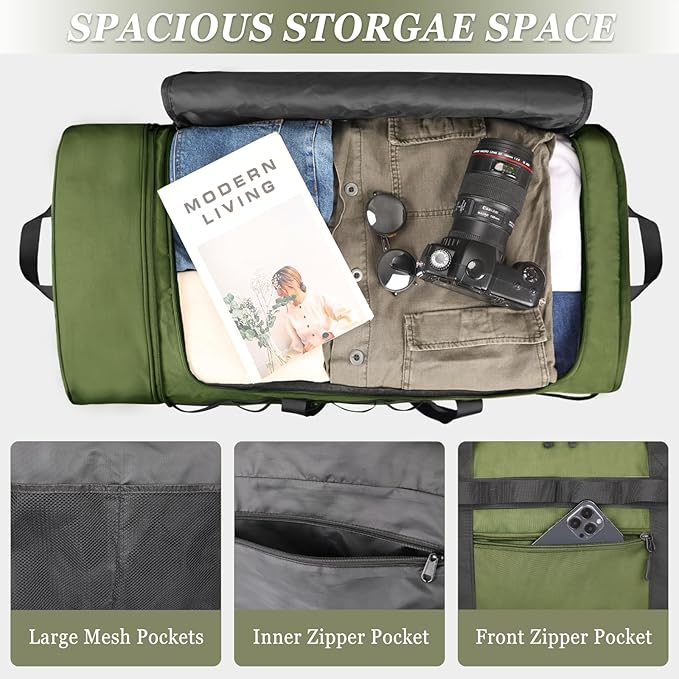 Rolling Duffle Bag with Wheels, 85L Expandable Rolling Duffel Bag for Travelling, Extra Large Foldable Carry on Travel Duffle Bag for Men