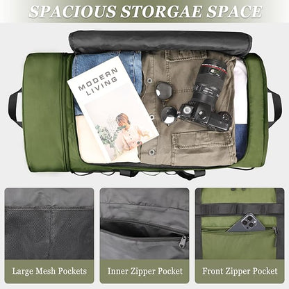 Rolling Duffle Bag with Wheels, 85L Expandable Rolling Duffel Bag for Travelling, Extra Large Foldable Carry on Travel Duffle Bag for Men