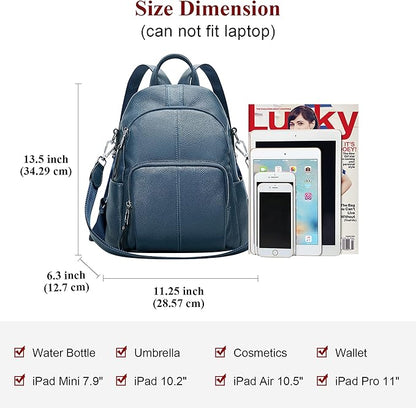 ALTOSY Soft Leather Backpack Purse For Women -theft Backpacks Versatile Shoulder Bag（S81 Linen Blue）