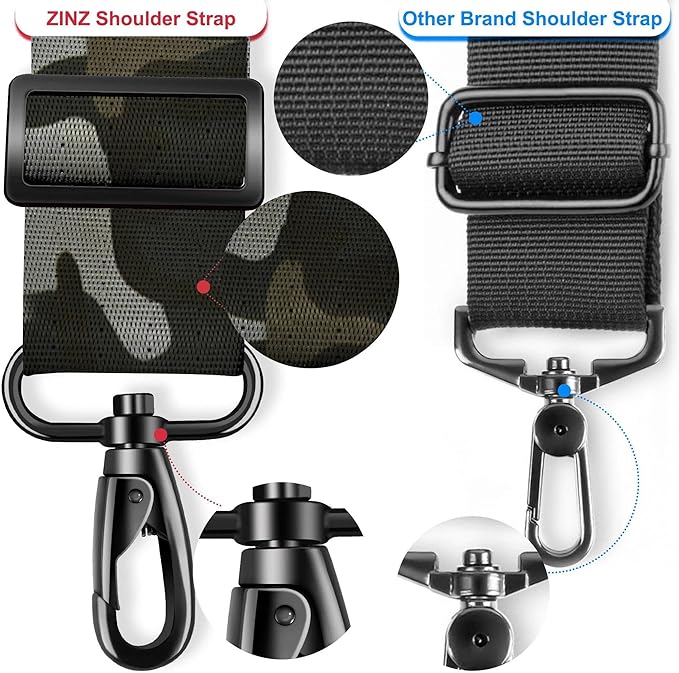 ZINZ 60" Universal Bag Strap with Ultra-Thick Fixed Breathable Pad Adjustable Heavy-Duty Shoulder Strap for Laptop Bag Crossbody Luggage Gym Bag Camera Bag and More,Camouflage Green