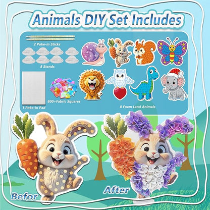 JRD&BS WINL Poke A Dot Art Kit - Magical Animals Theme No-Mess DIY Craft for Kids Mess-Free Fun for Kids, DIY Wood Craft Kits, Creative Activity, Christmas Gifts for Girls & Boys Ages 4